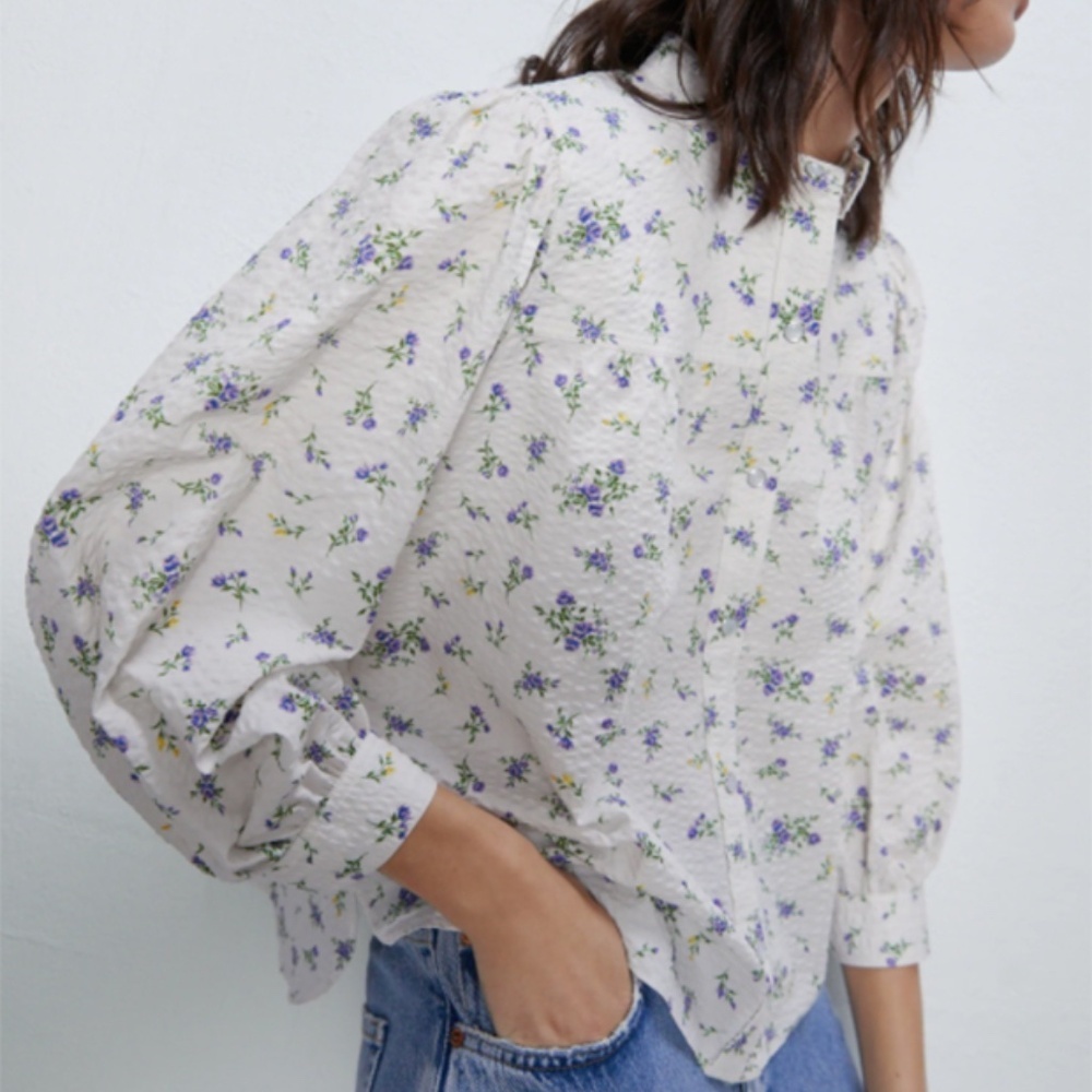 NEW Zara Floral Button Up Shirt : XS